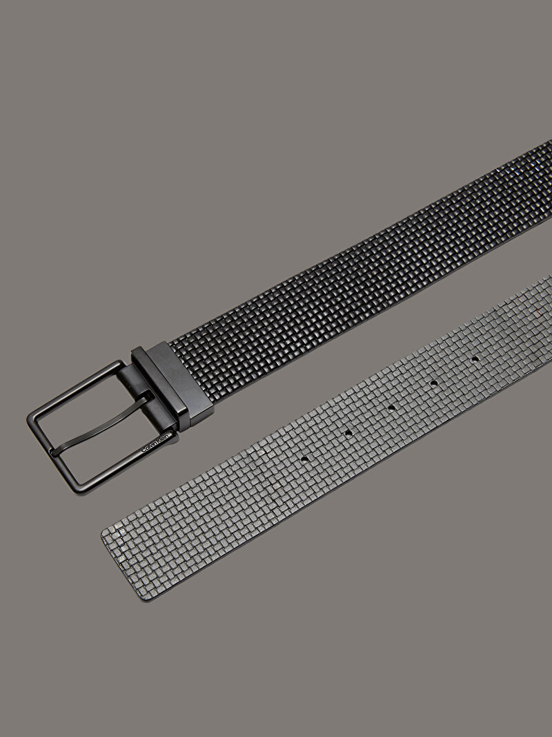 Calvin Klein Siyah Renkli Erkek Warmth Buckle Embossed Kemer