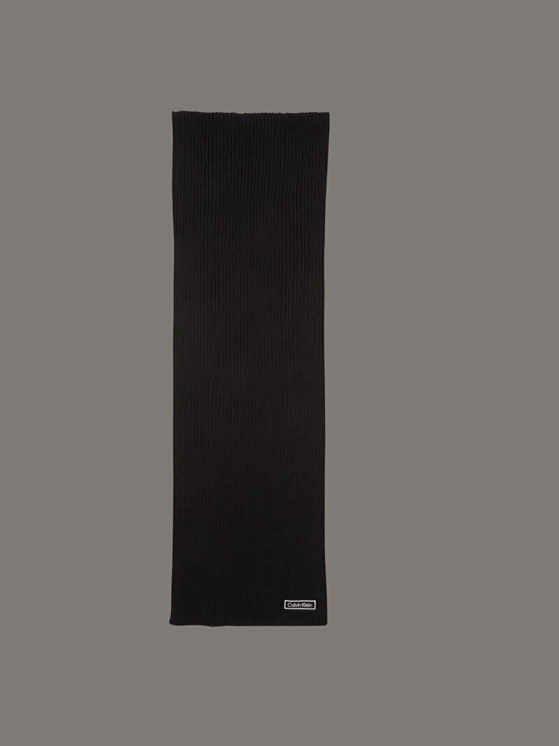 Calvin Klein Siyah Renkli Erkek Patch Chunky Rib Atkı