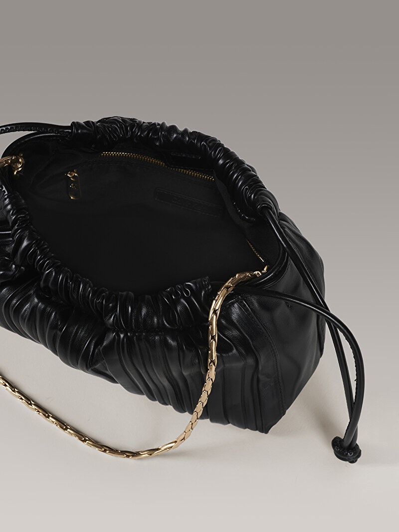 Calvin Klein Siyah Renkli Kadın Plisse Drawstring Çapraz Çanta