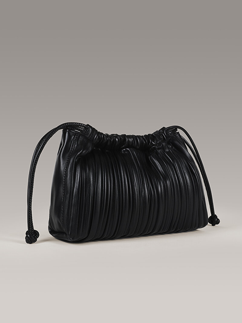 Calvin Klein Siyah Renkli Kadın Plisse Drawstring Çapraz Çanta
