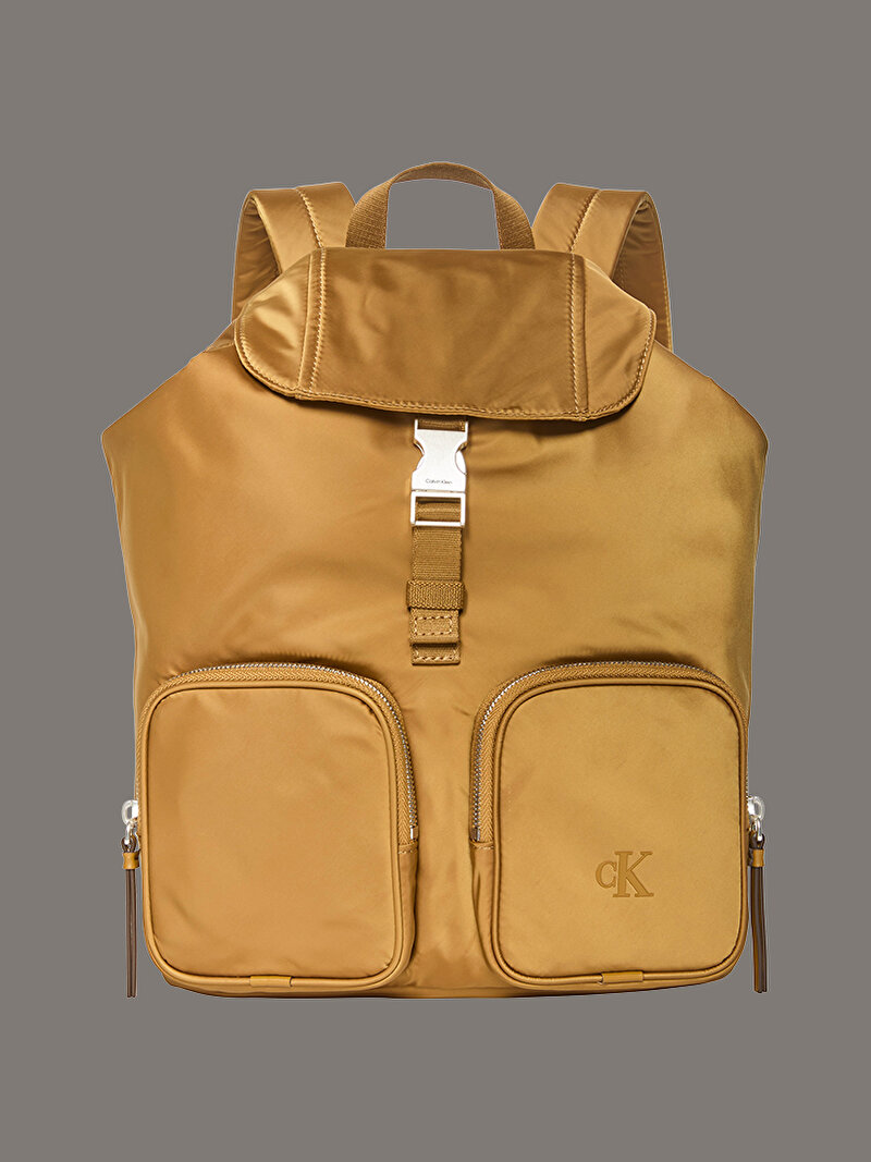 Calvin Klein Bej Renkli Kadın Pocket Naylon Flap Sırt Çantası