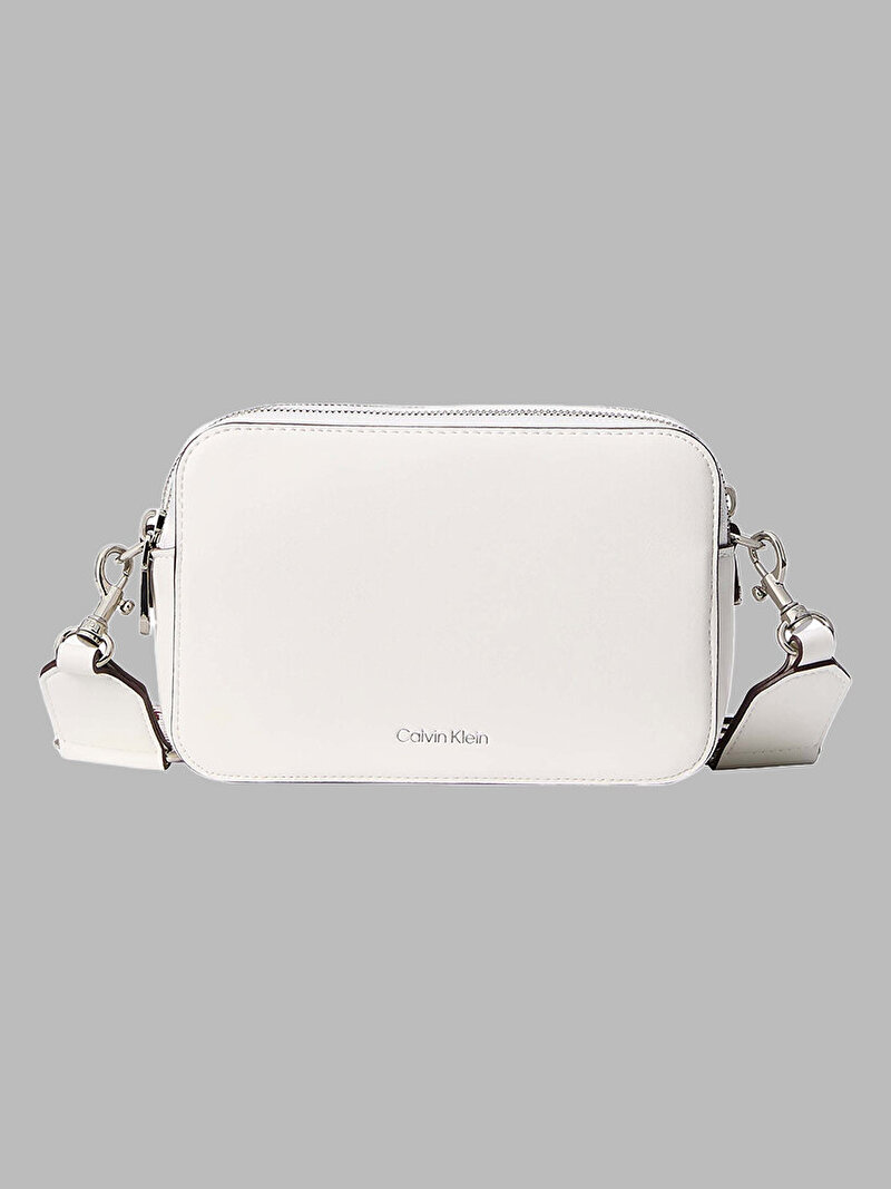 Calvin Klein Beyaz Renkli Kadın Webbing Double Strap Çapraz Çanta