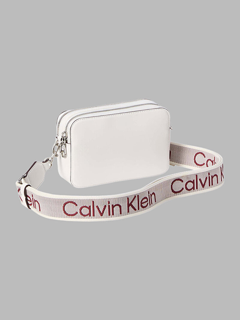 Calvin Klein Beyaz Renkli Kadın Webbing Double Strap Çapraz Çanta