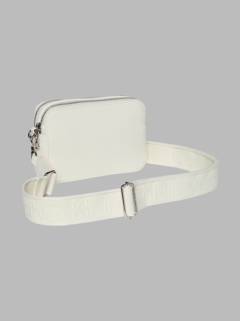 Calvin Klein Beyaz Renkli Kadın Webbing Double Strap Çapraz Çanta