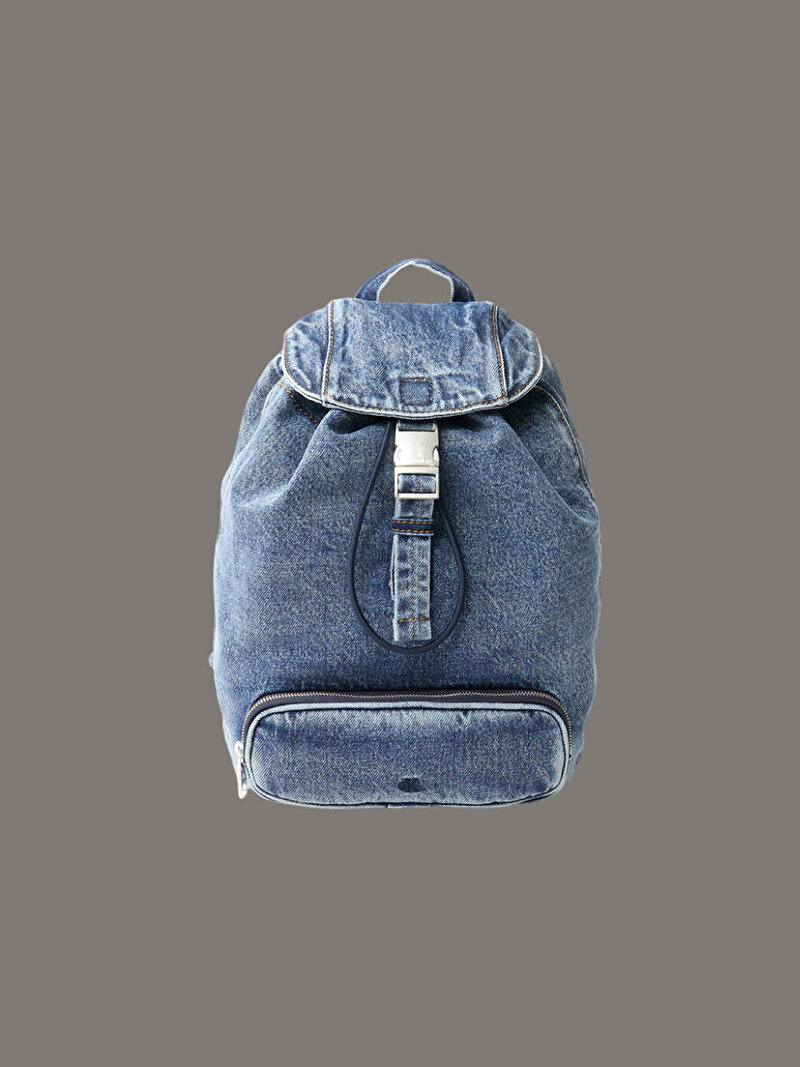 Calvin Klein Mavi Renkli Kadın Denim Luna Mini Flap Sırt Çantası