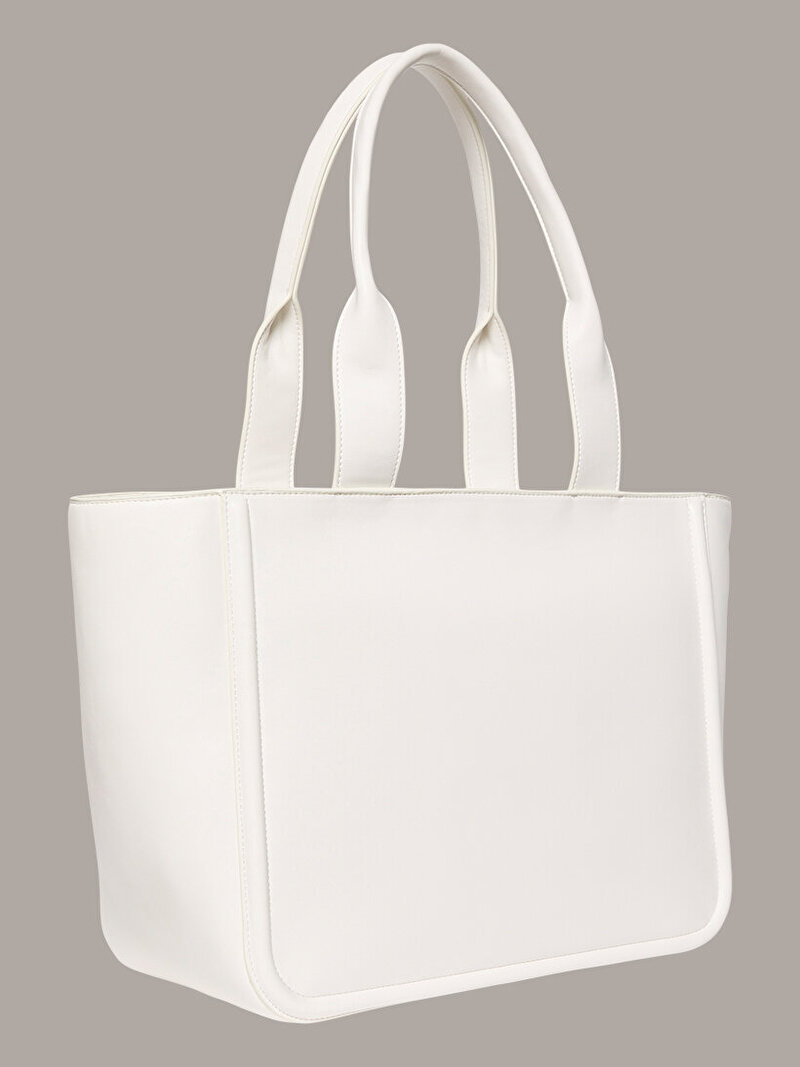 Calvin Klein Beyaz Renkli Kadın Bold Ck Medium Tote Çanta