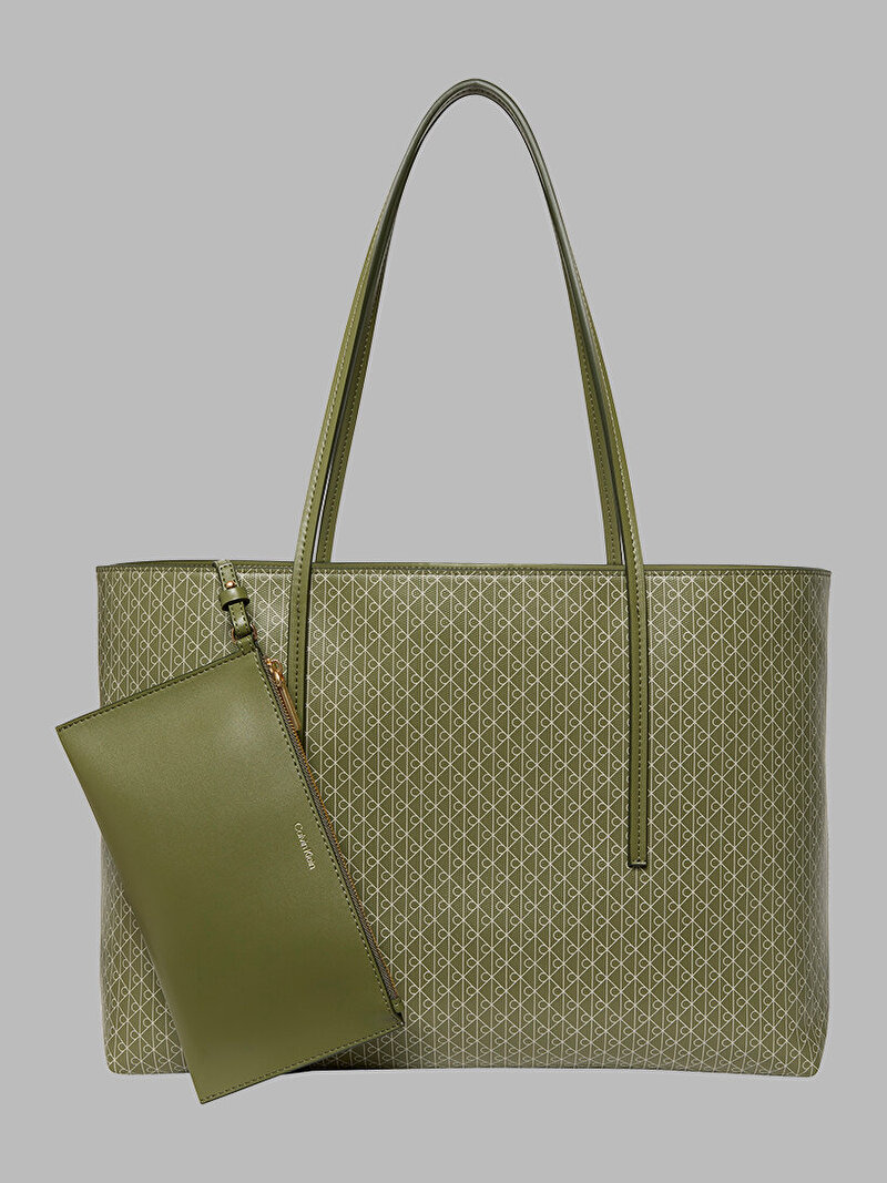 Calvin Klein Yeşil Renkli Kadın Emblem Tote Çanta