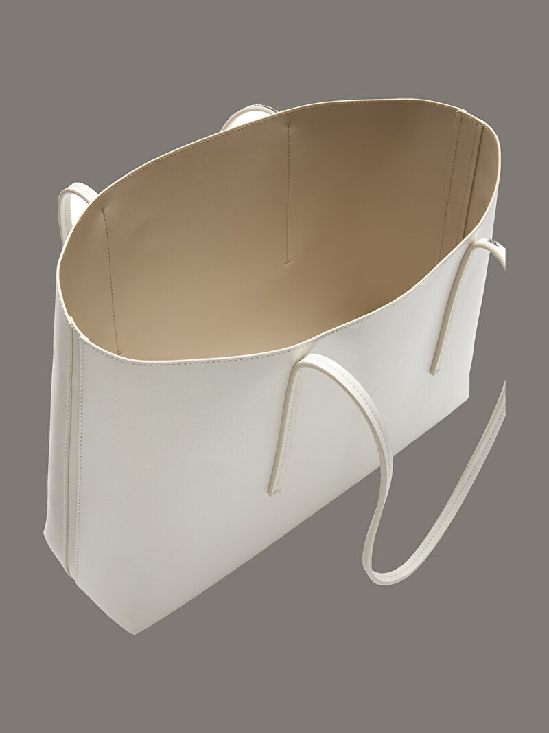 Calvin Klein Beyaz Renkli Kadın Foil Logo Tote Çanta