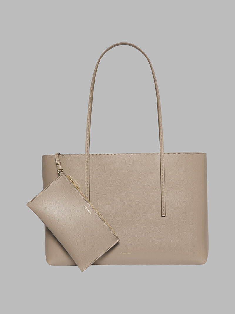 Calvin Klein Bej Renkli Kadın Foil Logo Tote Çanta