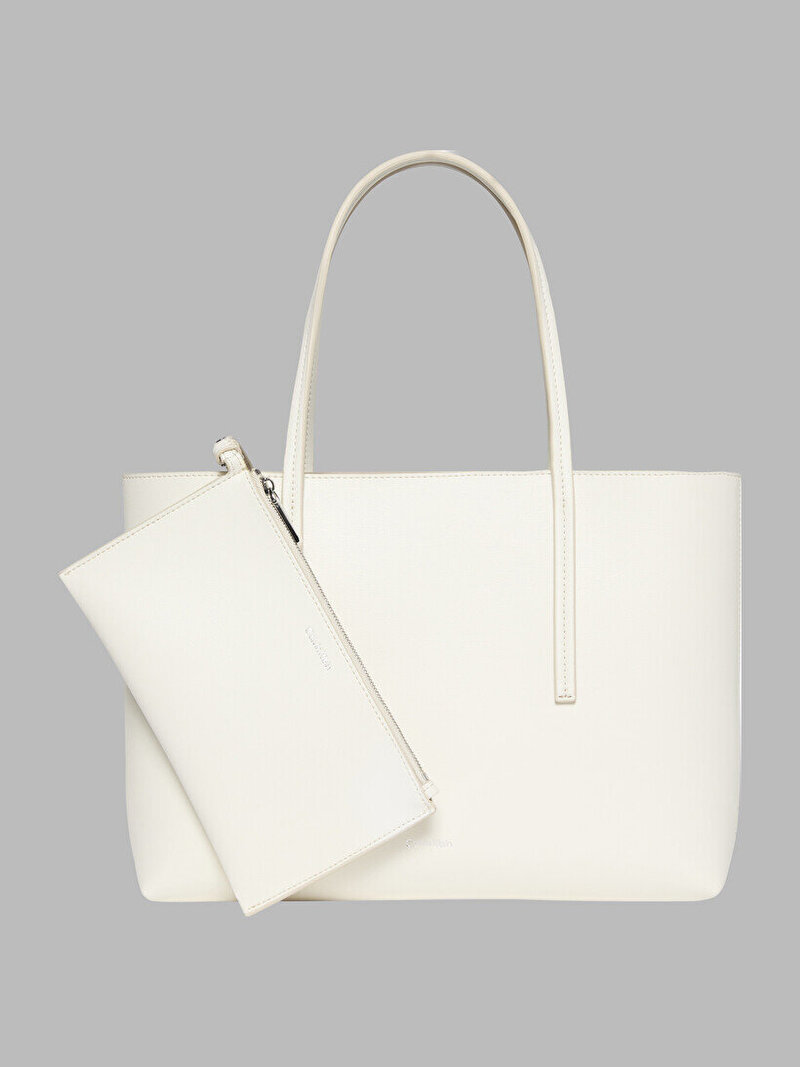 Calvin Klein Beyaz Renkli Kadın Foil Logo Small Tote Çanta