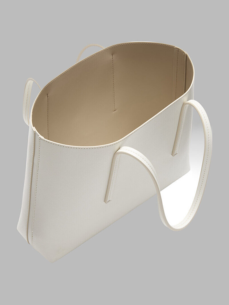 Calvin Klein Beyaz Renkli Kadın Foil Logo Small Tote Çanta