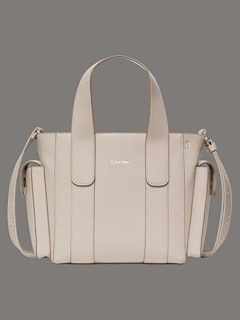 Calvin Klein Bej Renkli Kadın Webbing Strap Tote Çanta