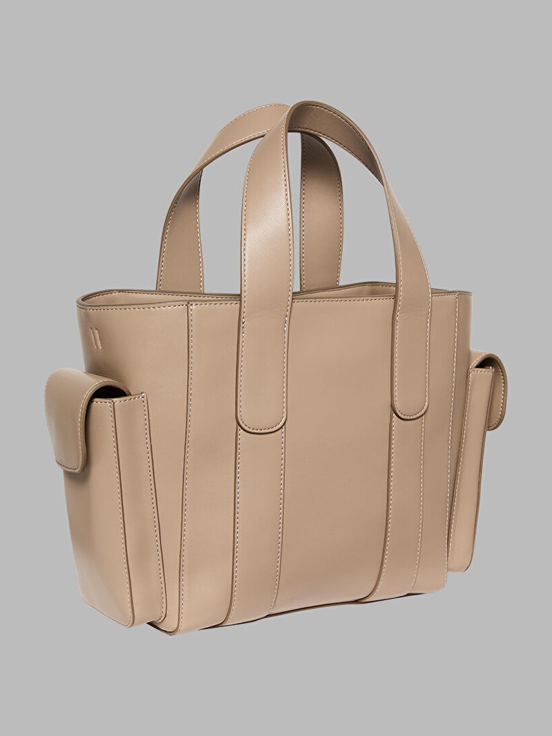 Calvin Klein Bej Renkli Kadın Webbing Strap Small Tote Çanta