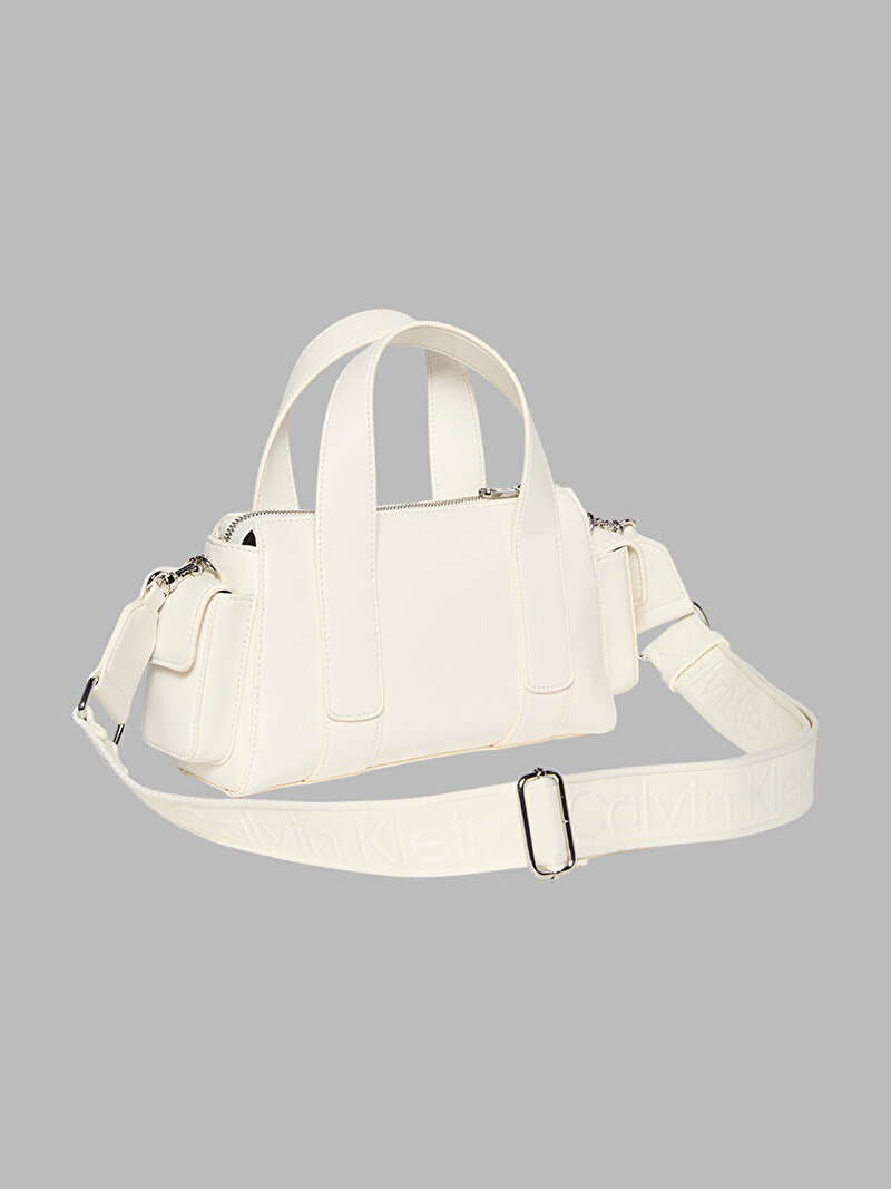 Calvin Klein Beyaz Renkli Kadın Webbing Strap Pocket Çapraz Çanta