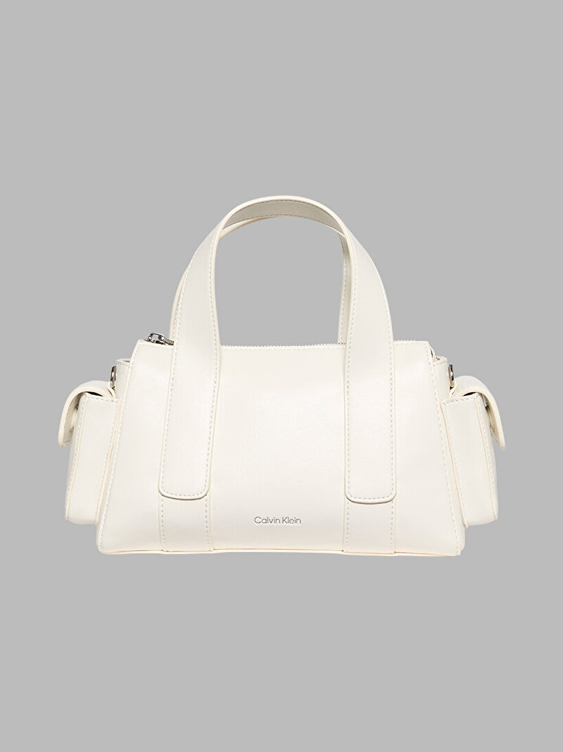 Calvin Klein Beyaz Renkli Kadın Webbing Strap Pocket Çapraz Çanta