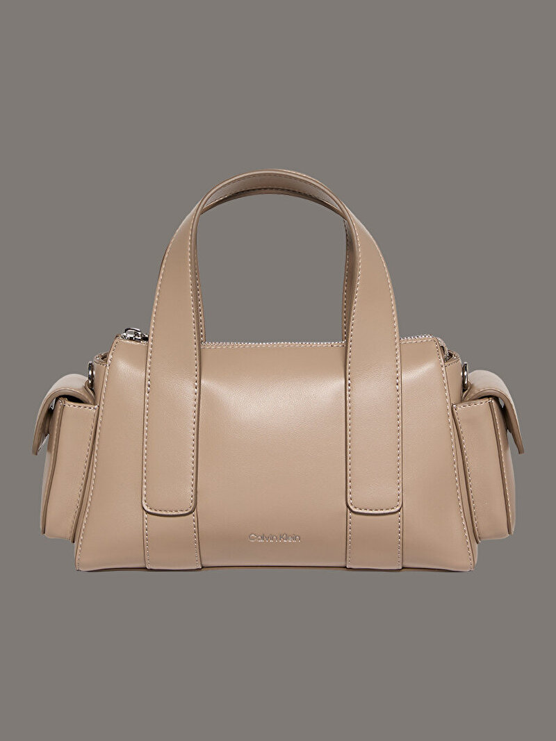 Calvin Klein Bej Renkli Kadın Webbing Strap Pocket Çapraz Çanta