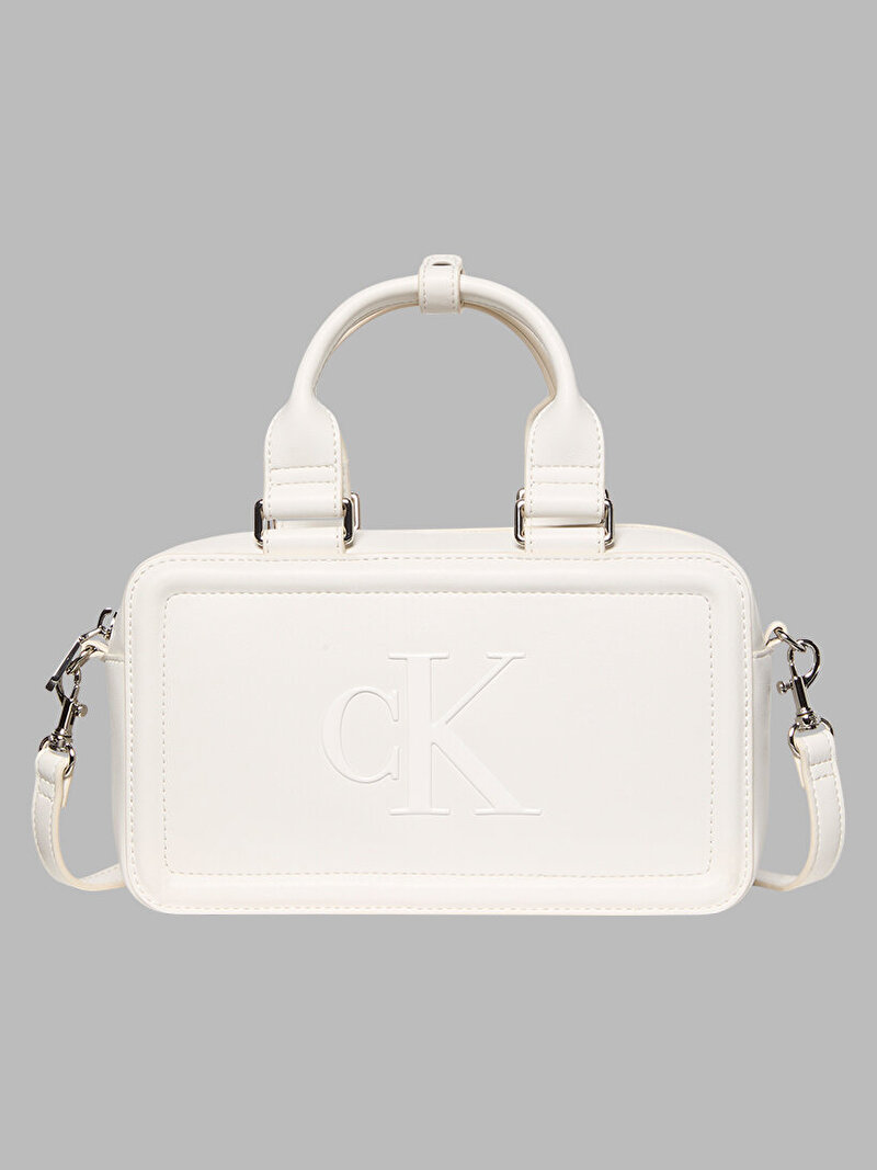 Calvin Klein Beyaz Renkli Kadın Bold CK Bauletto Çapraz Çanta