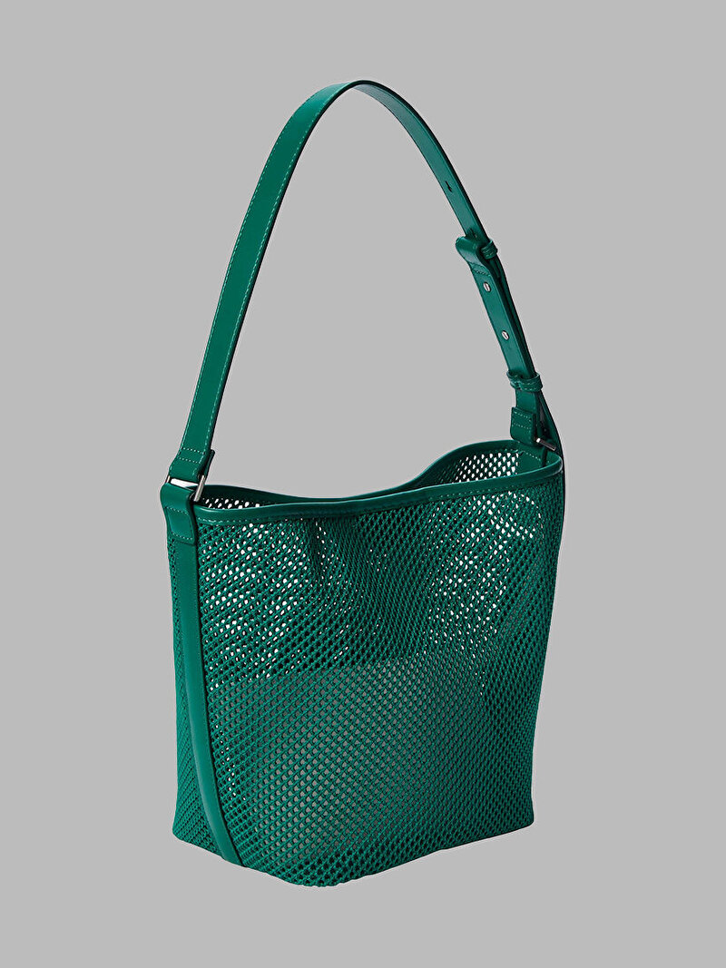 Calvin Klein Yeşil Renkli Kadın Emblem Mesh Bucket Çanta
