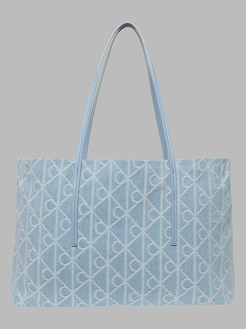 Calvin Klein Mavi Renkli Kadın Emblem Denim Tote Çanta