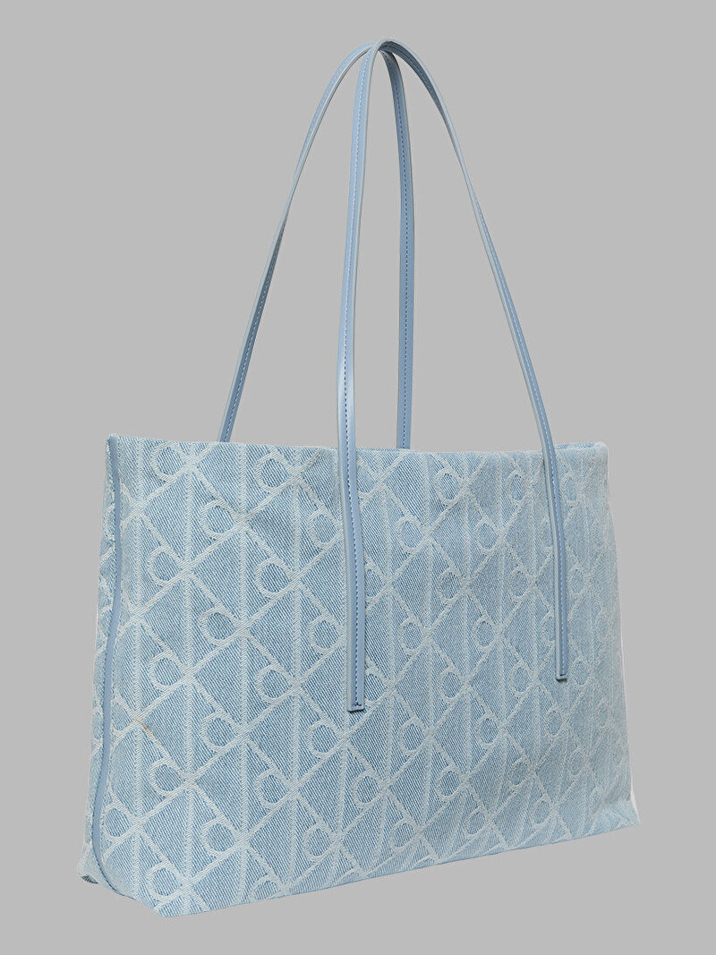 Calvin Klein Mavi Renkli Kadın Emblem Denim Tote Çanta