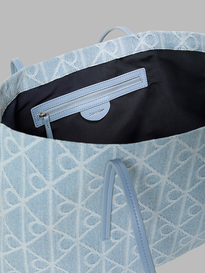 Calvin Klein Mavi Renkli Kadın Emblem Denim Tote Çanta