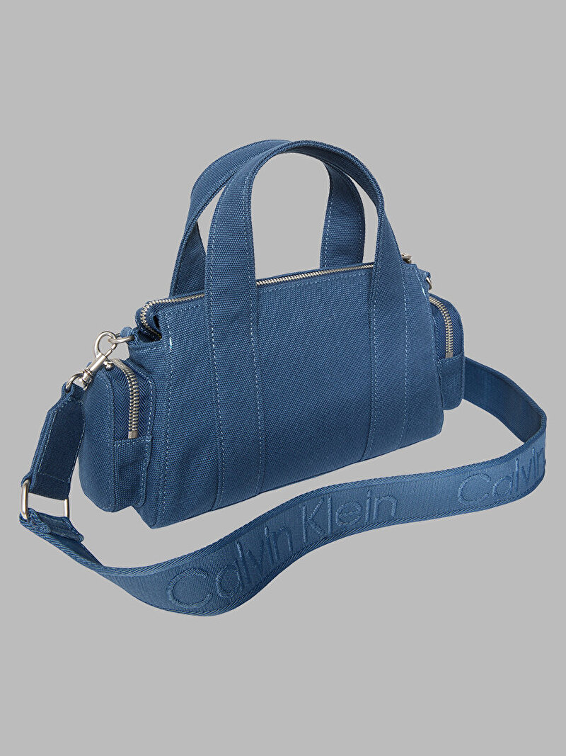 Calvin Klein Mavi Renkli Kadın Webbing Strap Canvas Çapraz Çanta