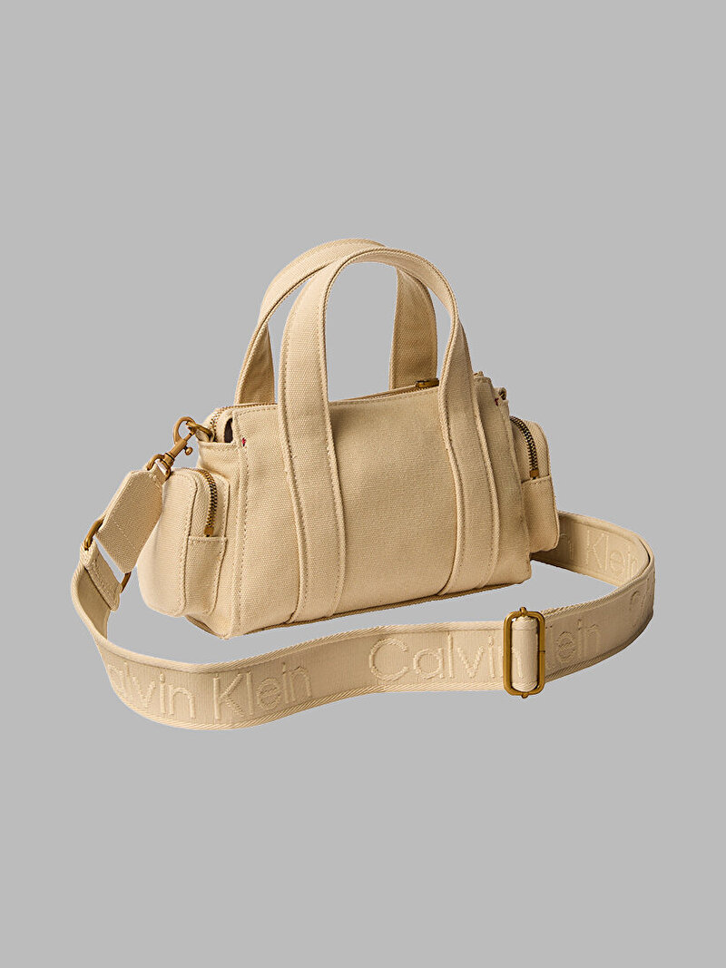 Calvin Klein Bej Renkli Kadın Webbing Stap Canvas Tote Çanta