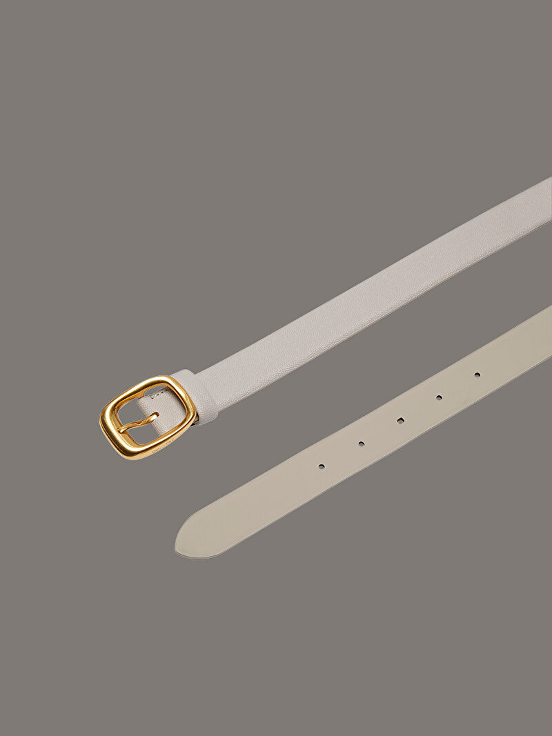 Calvin Klein Beyaz Renkli Kadın Chunky Buckle Pebble Kemer