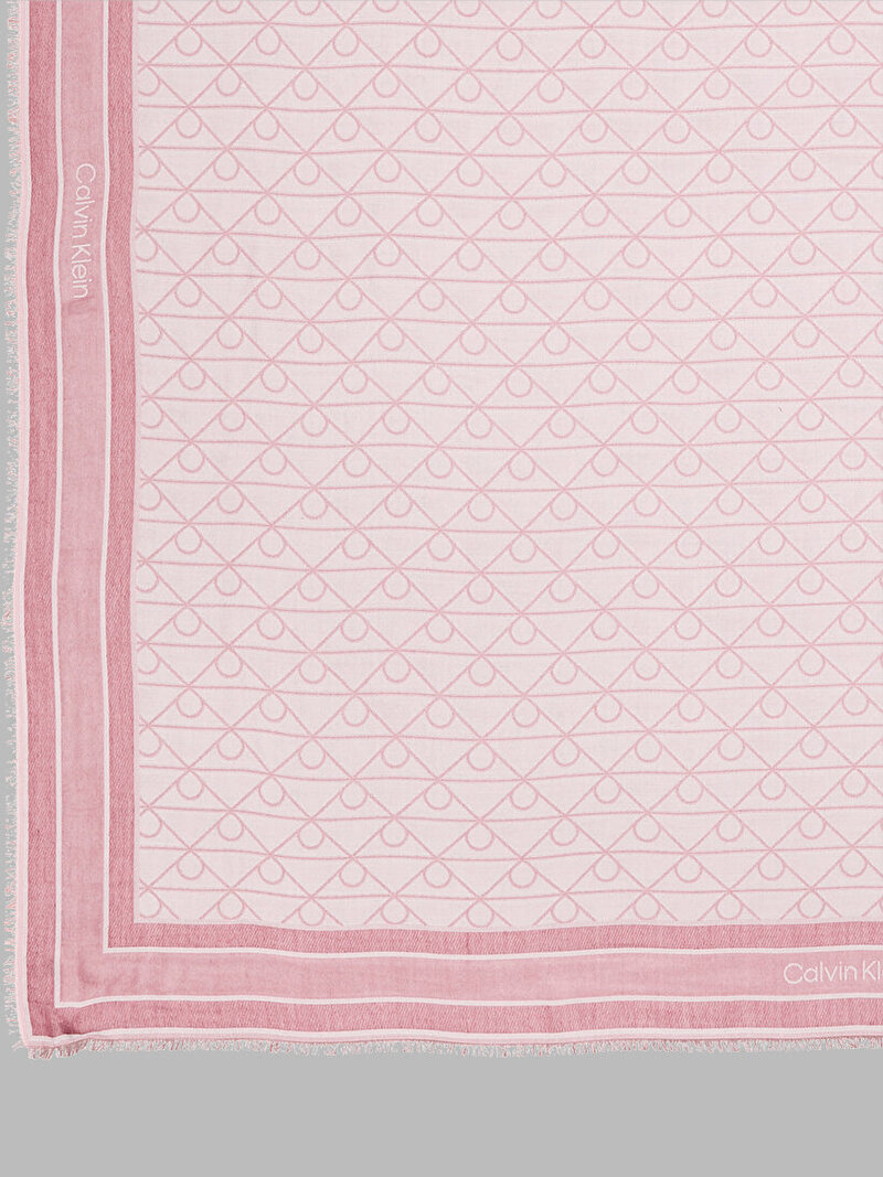 Calvin Klein Pembe Renkli Kadın Emblem Jacquard Atkı