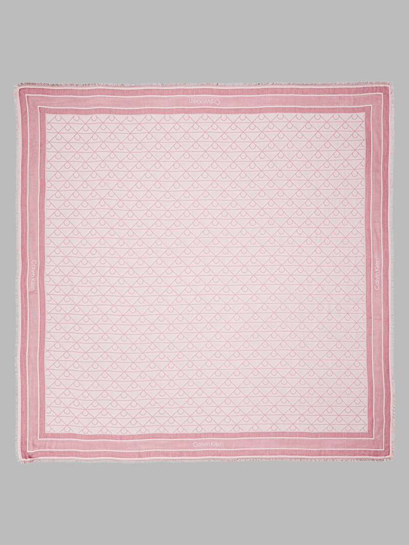Calvin Klein Pembe Renkli Kadın Emblem Jacquard Atkı