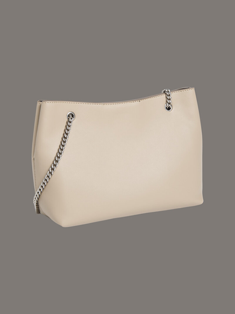 Calvin Klein Bej Renkli Kadın Sculpted Chain Omuz Çantası
