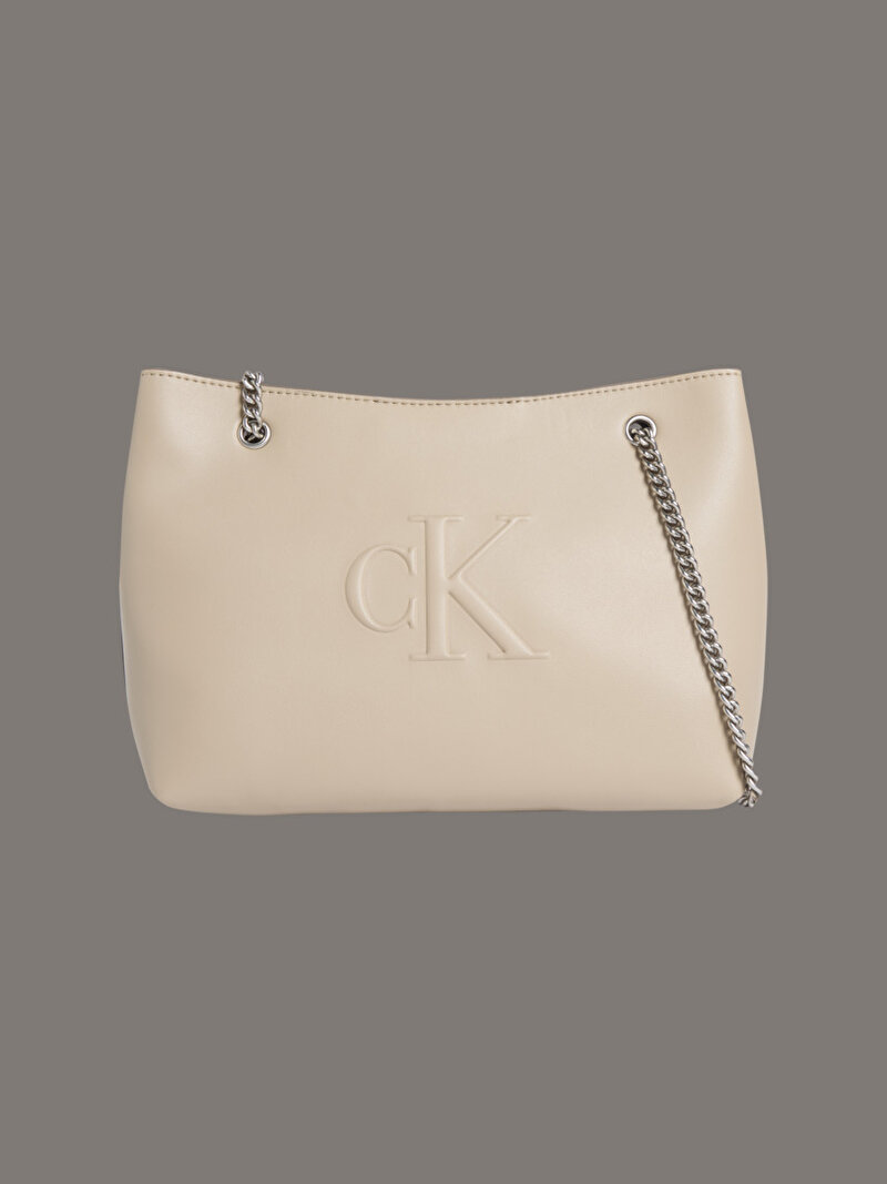 Calvin Klein Bej Renkli Kadın Sculpted Chain Omuz Çantası