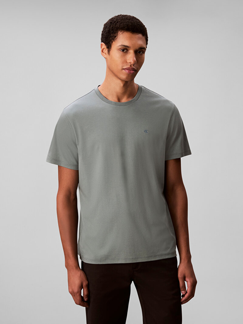 Calvin Klein Mavi Renkli Erkek Supima Chest T-shirt