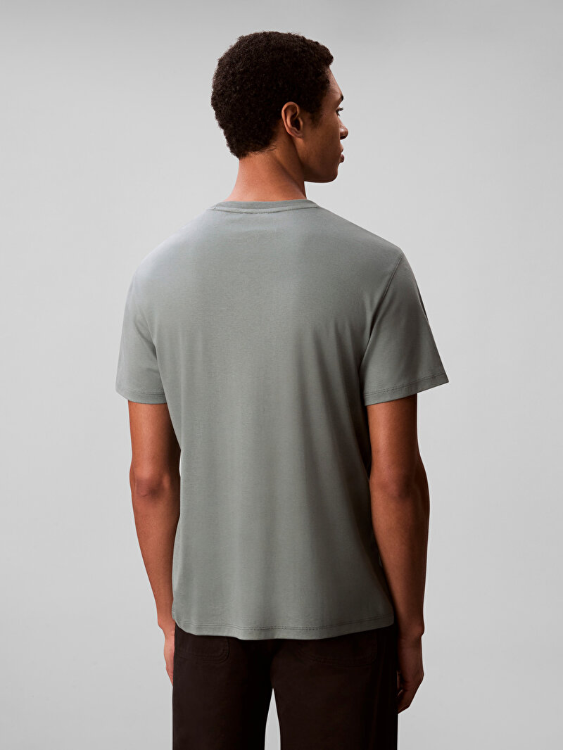 Calvin Klein Mavi Renkli Erkek Supima Chest T-shirt