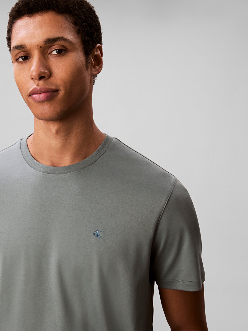 Calvin Klein Mavi Renkli Erkek Supima Chest T-shirt