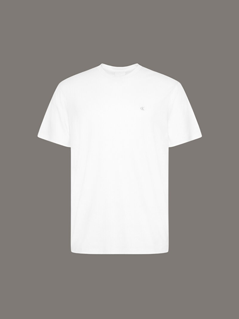 Calvin Klein Beyaz Renkli Erkek Supima Chest T-shirt