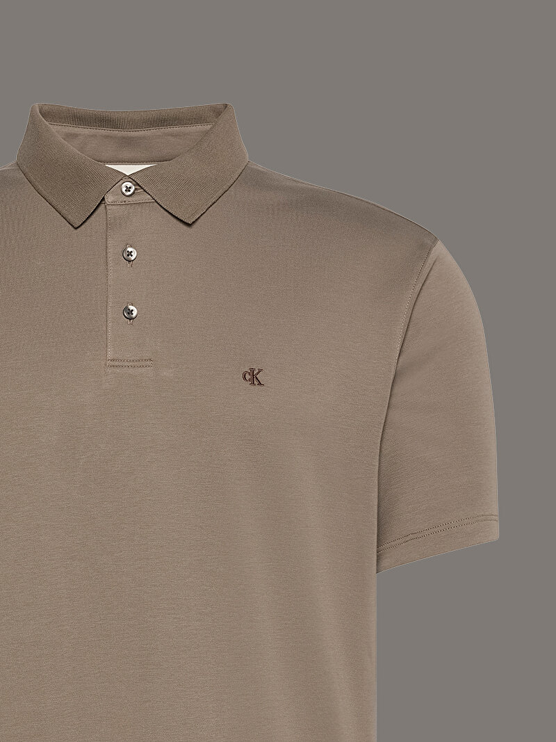 Calvin Klein Bej Renkli Erkek Supima Chest Polo T-shirt
