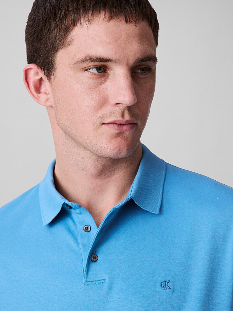 Calvin Klein Mavi Renkli Erkek Supima Chest Polo T-shirt