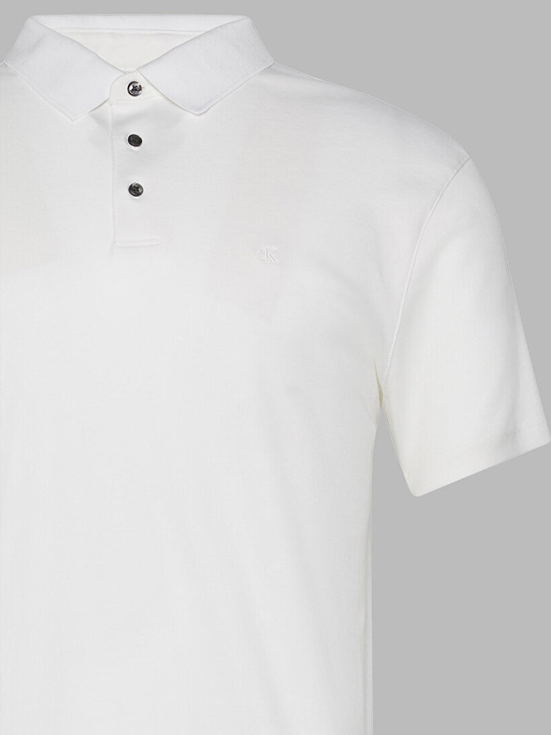 Calvin Klein Beyaz Renkli Erkek Supima Chest Polo T-shirt