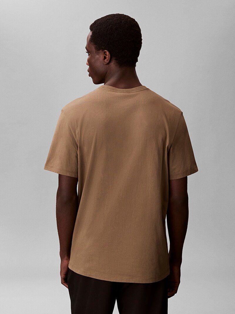 Calvin Klein Bej Renkli Erkek Standard Logo T-shirt
