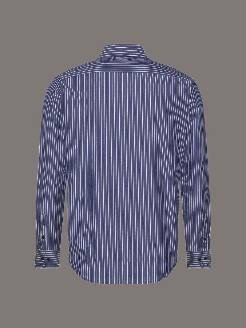 Calvin Klein Mavi Renkli Erkek Stripe Supima Gömlek