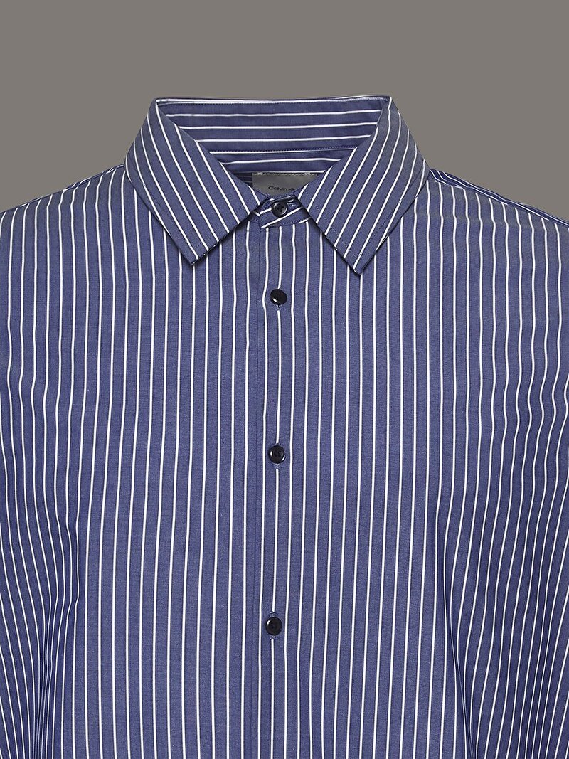 Calvin Klein Mavi Renkli Erkek Stripe Supima Gömlek