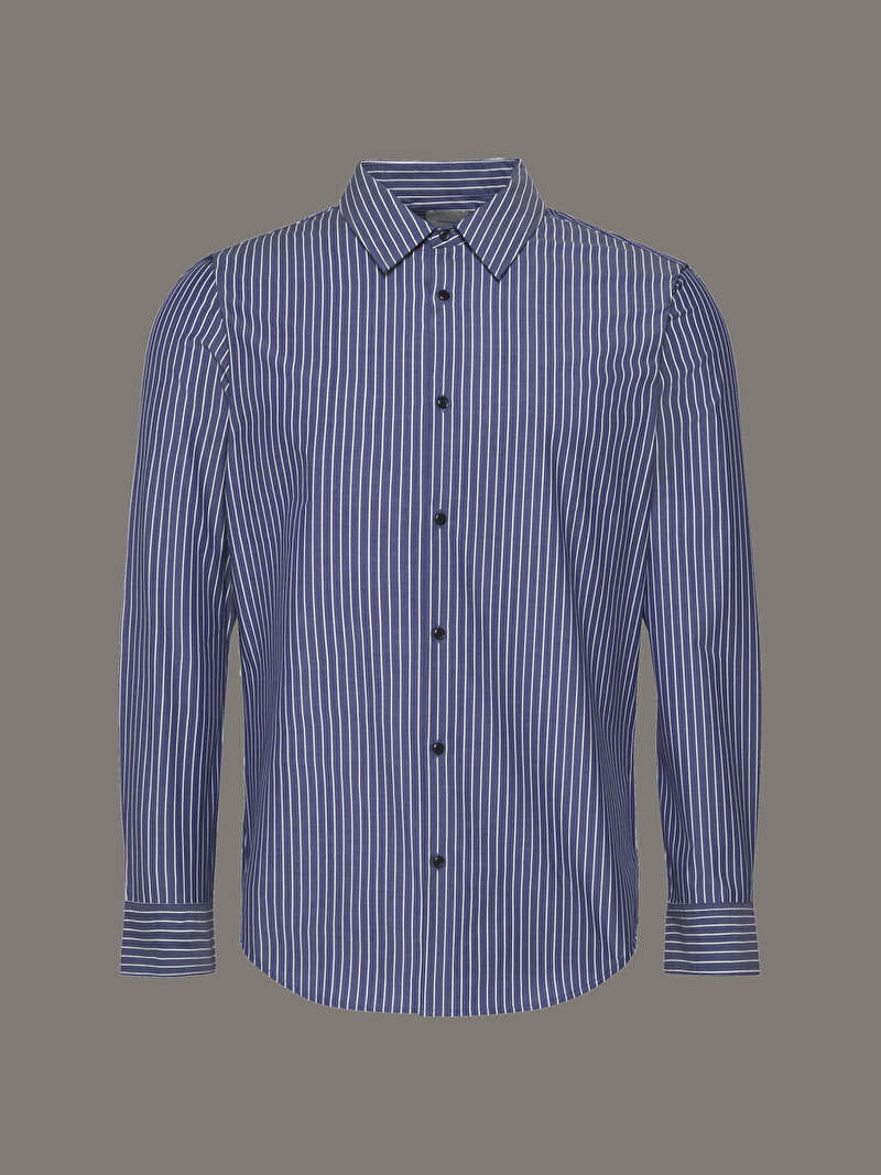 Calvin Klein Mavi Renkli Erkek Stripe Supima Gömlek