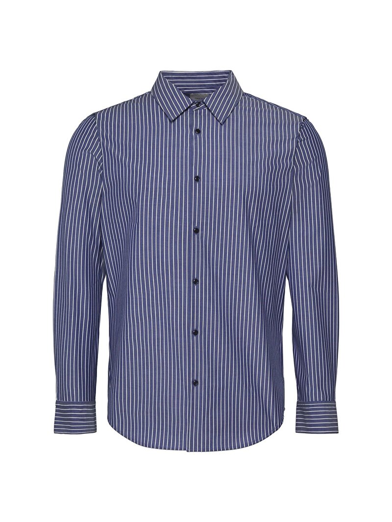 Calvin Klein Mavi Renkli Erkek Stripe Supima Gömlek