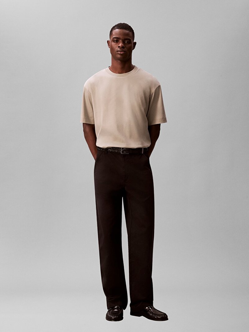 Calvin Klein Bej Renkli Erkek Premium Interlock T-shirt