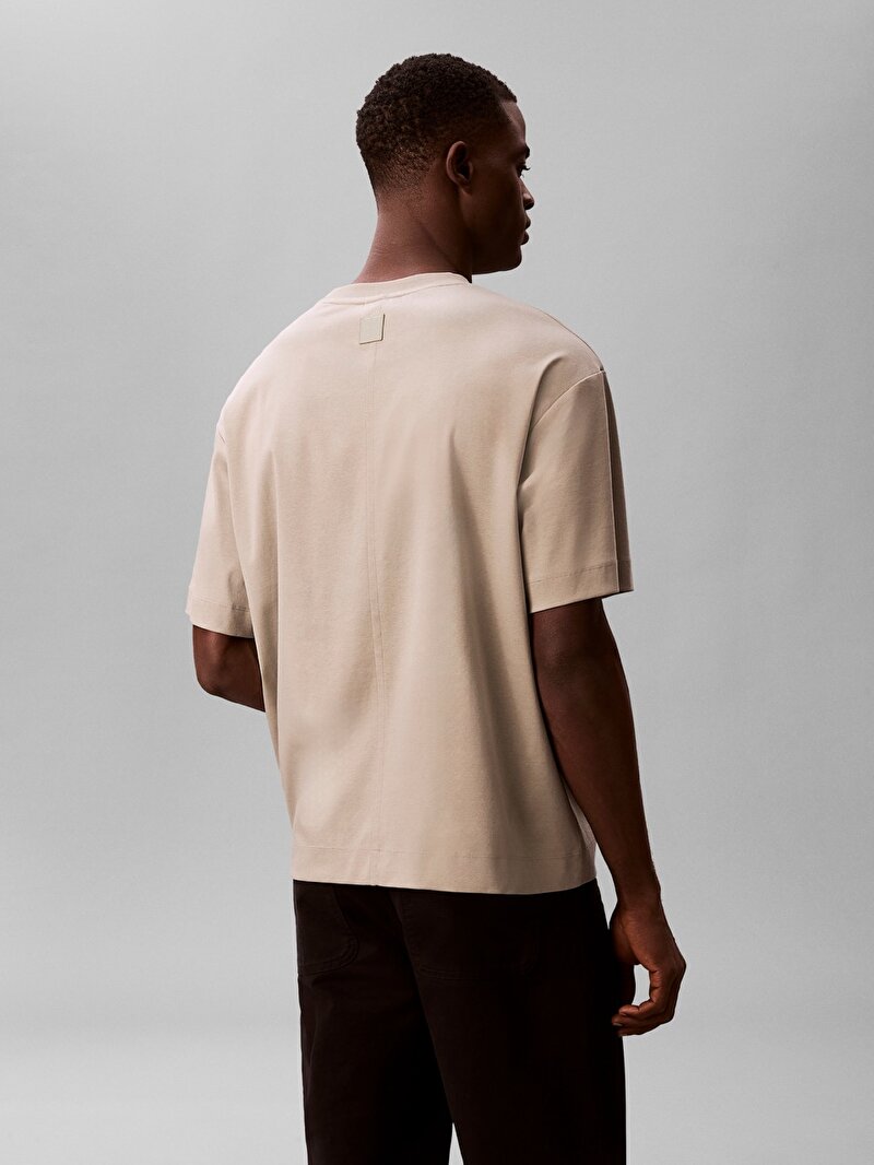Calvin Klein Bej Renkli Erkek Premium Interlock T-shirt