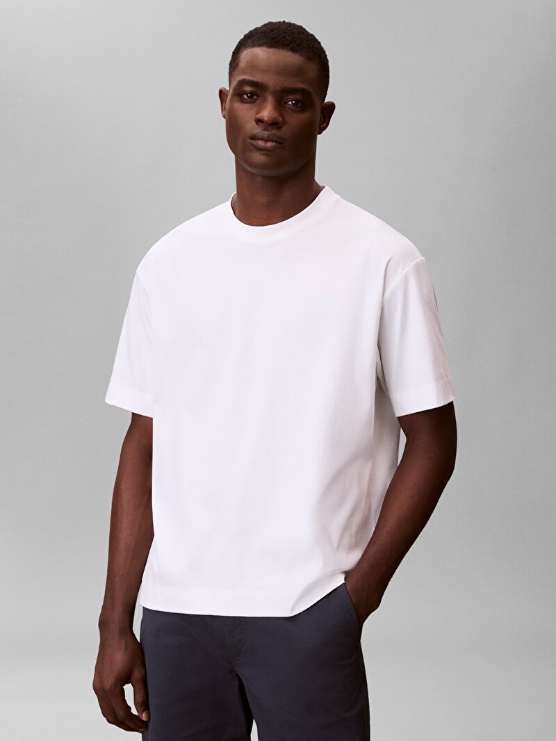 Calvin Klein Beyaz Renkli Erkek Premium Interlock T-shirt
