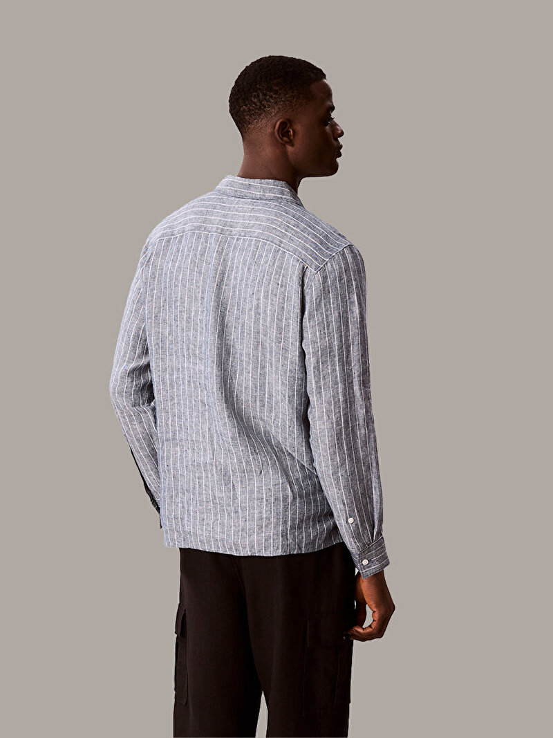 Calvin Klein Beyaz Renkli Erkek Pinstripe Gömlek