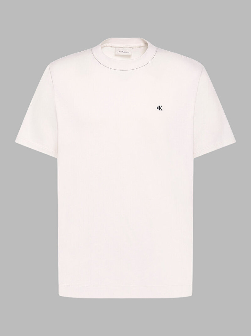 Calvin Klein Beyaz Renkli Erkek Contrast Collar T-shirt