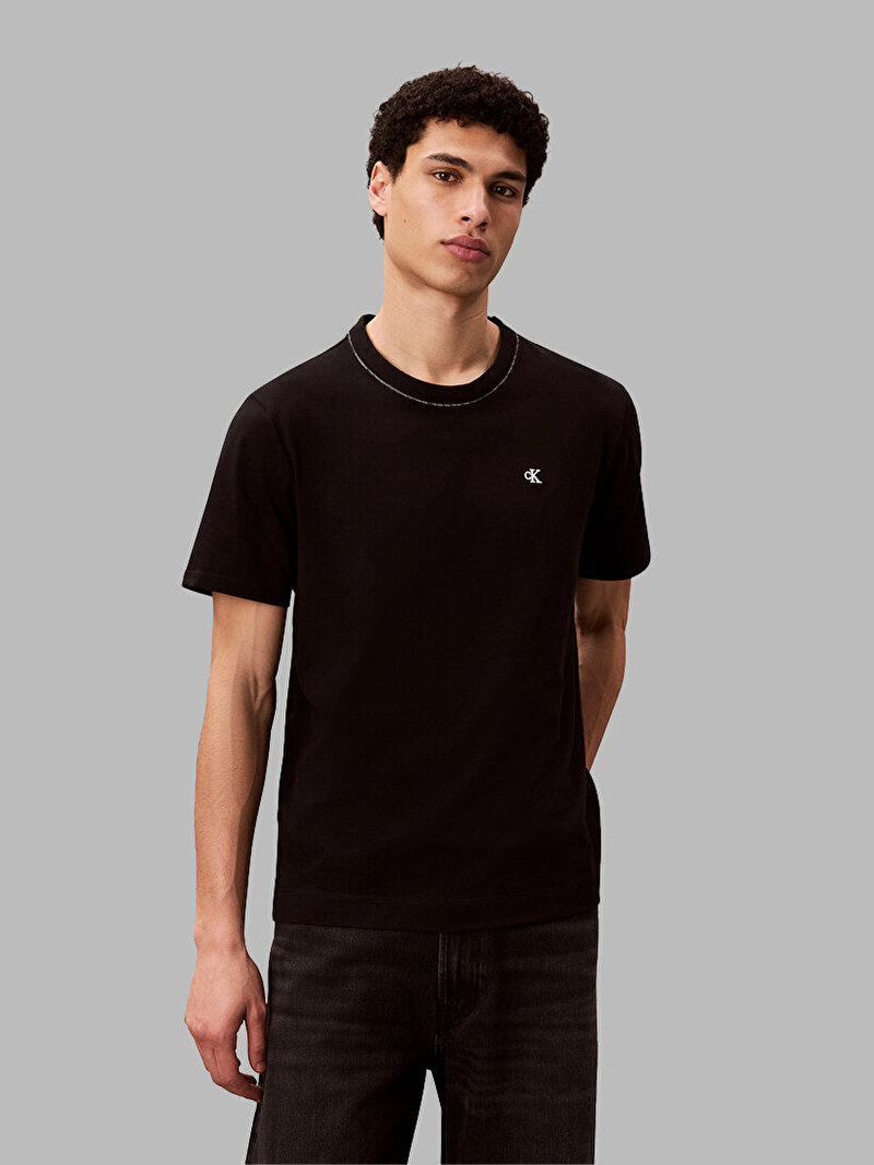 Calvin Klein Siyah Renkli Erkek Contrast Collar T-shirt